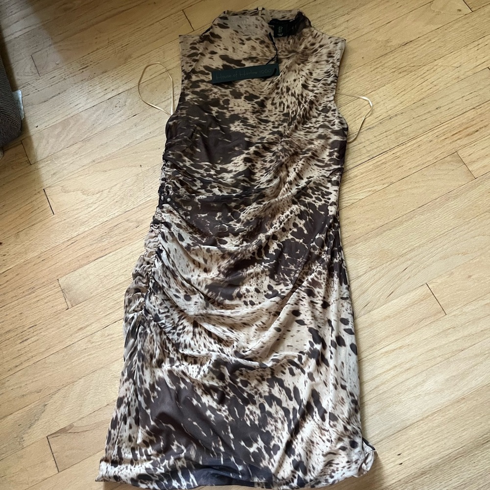 House of Harlow 1960 mock neck leopard print dress